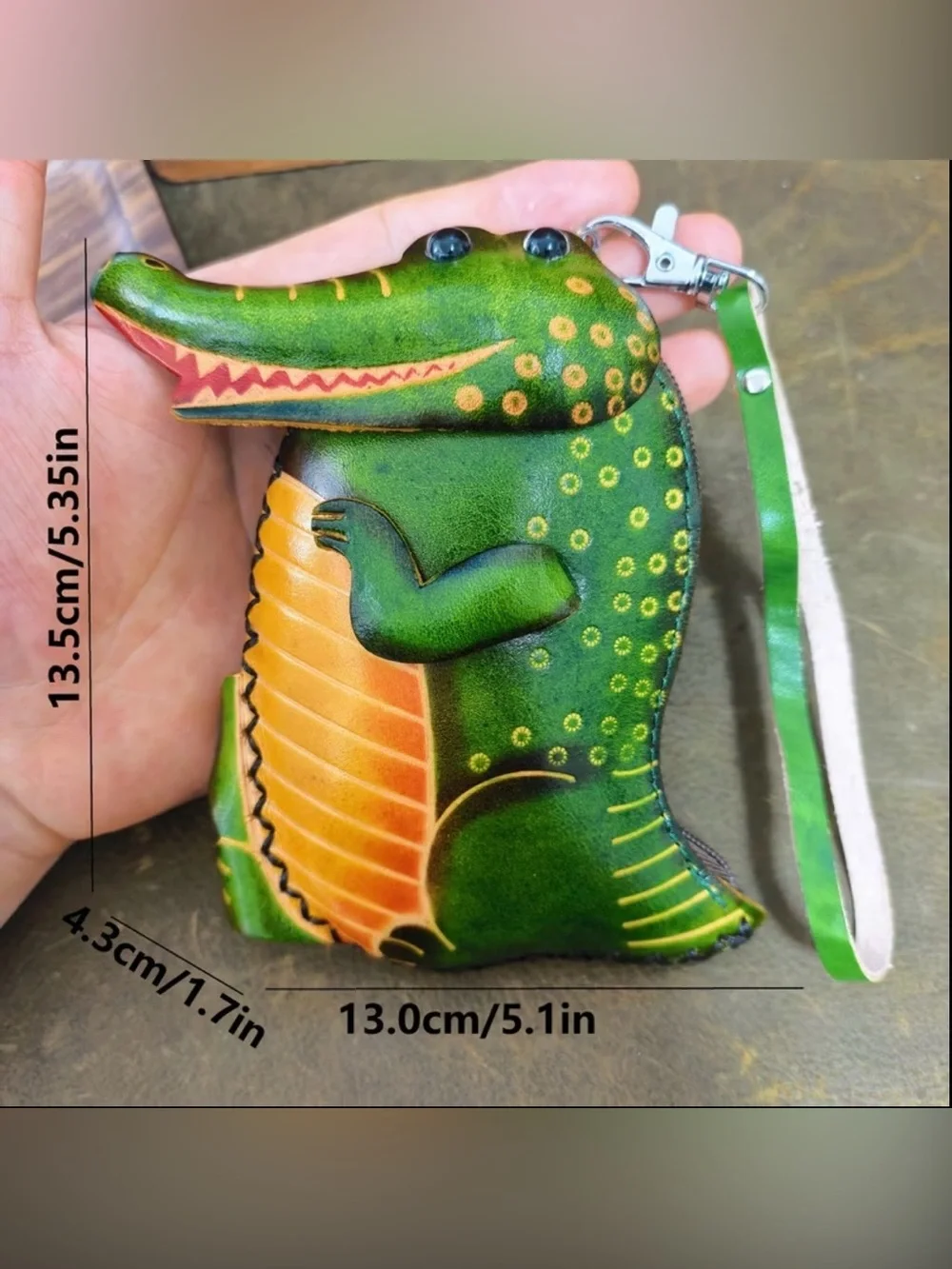 🆕 Whimsical Crocodile - Alligator Wristlet - Coin Purse - Genuine Leather